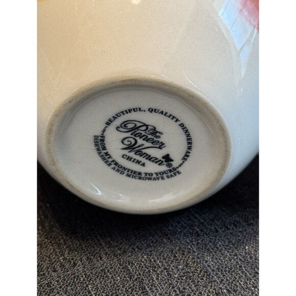 Pioneer Woman Vintage Flea Market Floral Turquoise 16 Oz Coffee Cups Mugs (4) - Picture 5 of 5